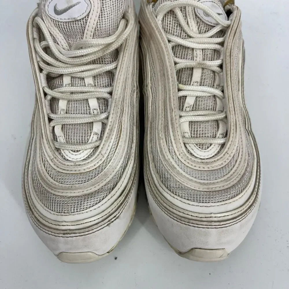 Nike Air Max 97 Shoes Size 9.5 Womens Triple White Platinum 921733-100 Sneaker